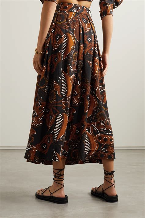 Mara Hoffman Net Sustain Tulay Pleated Printed Tencel Lyocell Midi Skirt Net A Porter