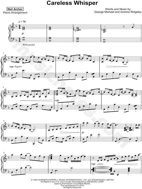 Sign up now or log in to get the full version for the best price online. careless whisper by george michael. Neil Archer "Careless Whisper" Sheet Music (Piano Solo) in D Minor - Download & Print - SKU ...