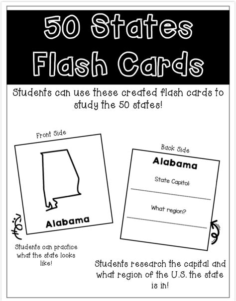 50 States Flash Cards Printable