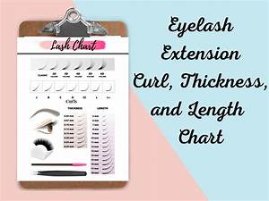 Eyelash Extension Curl Thickness Length Chart Digital Download Etsy