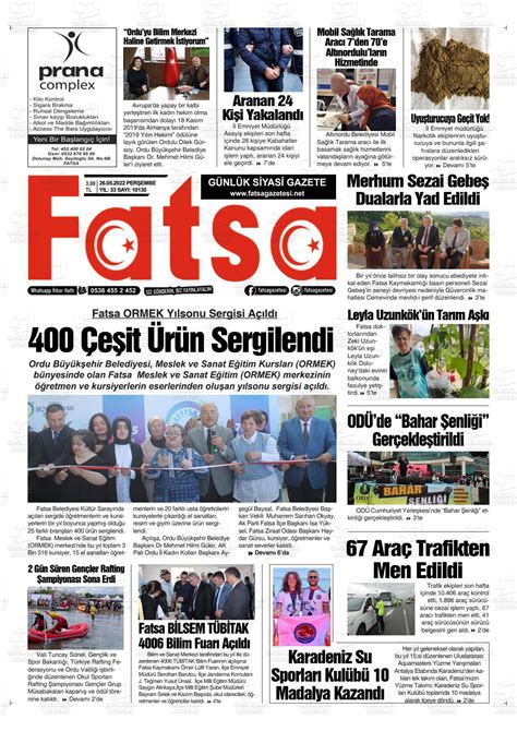 26 Mayıs 2022 tarihli Fatsa Gazete Manşetleri