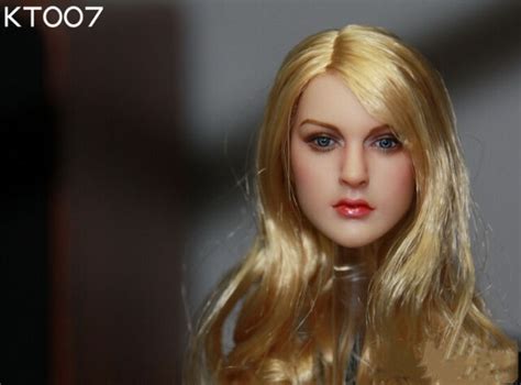 16th Kt007 Girl Head Model Blonde Hair Head Sculpt Fit 12 Ph Vc