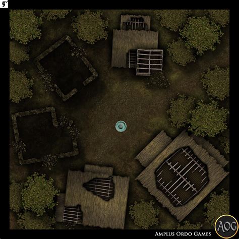 Ruined Village Battlemap 30x30 1500x1500px Fantasymaps