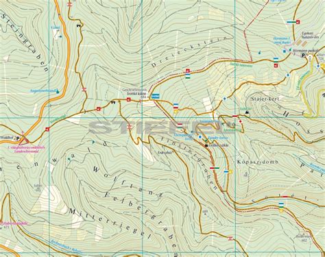 A térkép kőszeg belvárostérképét is tartalmazza, illetve külön térképrészleten . Kőszegi-hegység /Írottkő natúrpark turistatérkép