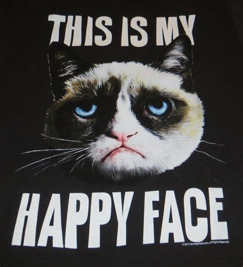 Find and save happy faces memes | from instagram, facebook, tumblr, twitter & more. GRUMPY CAT THIS IS MY HAPPY FACE L LARGE T-SHIRT NEW LICENSED MEME TEE | Grumpy cat, Grumpy cat ...
