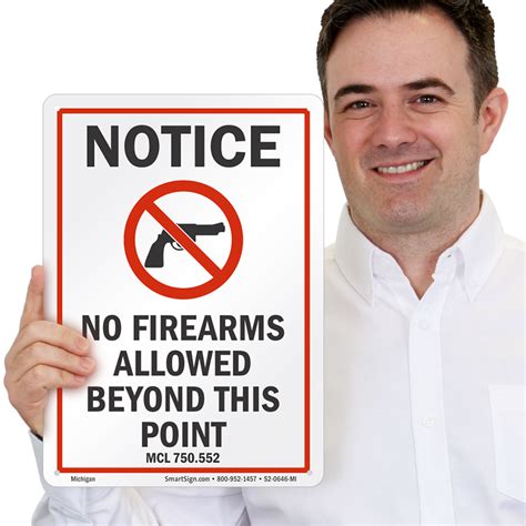 No Firearms Allowed Beyond This Point Michigan Gun Law Sign Sku S2 0646 Mi