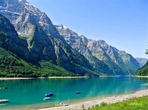 Switzerland Scenery Mountains Lake Glarus Nature