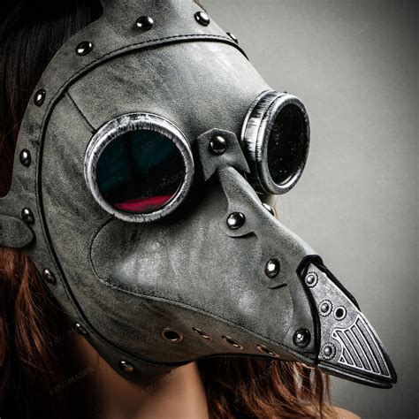 Steampunk Full Face Plague Doctor Mask Grey