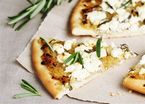 Delicious Pizza With Feta Cheese Tomato Olive Oil And Thyme