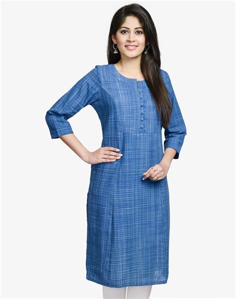 Cotton Khadi Bijli Loop Button Long Kurta Salwar Pattern Clothes For