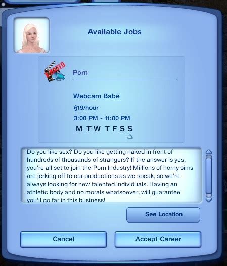 City living brought in all sorts of new careers, like the critic career and the social media career.we even got a politician career to be excited about. SexySims: Adult Career Mod - SimUtile