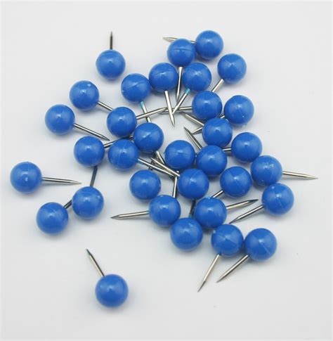 500 Pcslot Blue Officemate Push Pins Plastic Top Round Head Thumbtacks