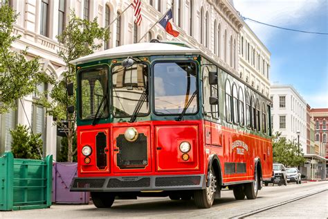 A streetcar powered electrically through a trolley. Trolley Buses Roll into Galveston | Sand N' Sea Blog
