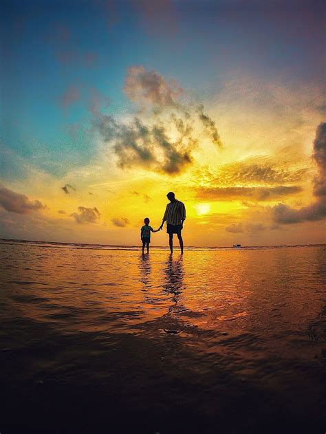 Evening Sunset With Father And Son Father And Son Father Son Graphy