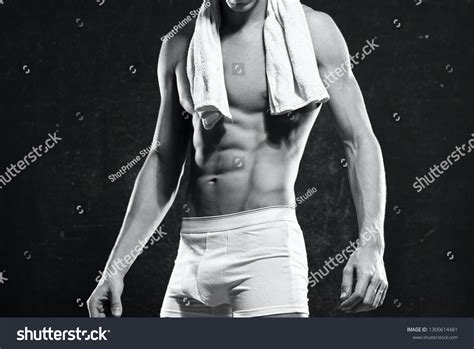 Wellbuilt Male Athlete Naked Muscular Body Stock Photo