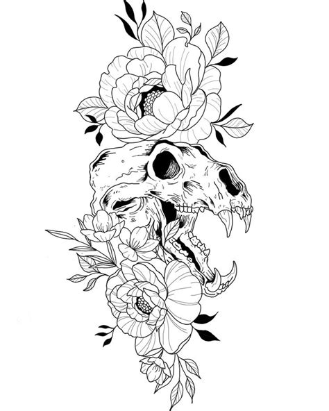 Flower And Skull Tattoo Floral Skull Tattoos Tattoo Design Drawings