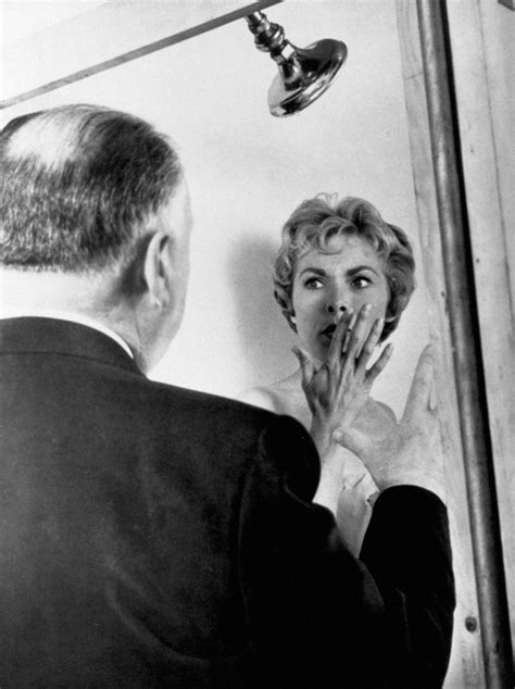 Janet Leigh And Alfred Hitchcock On The Set Of Psycho 1960 Iconic Movies Hitchcock Film