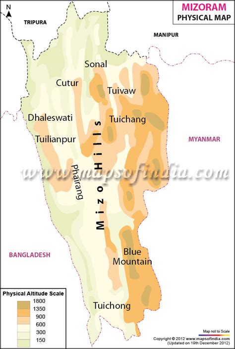 Mizoram Physical Map