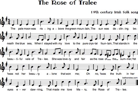 I never meant to wither i wanted to be tall like a fool i left the river and watch my branches fall old and thirsty i longed for the flood to come back around to the cactus in the valley that's about to crumble down. Rose of Tralee - Beth's Notes