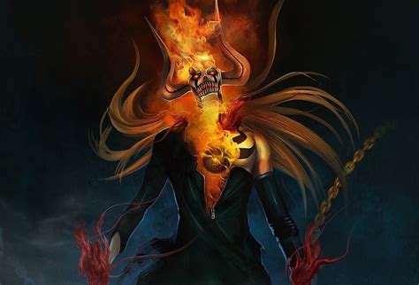 Skulls Dark Fire Bleach Kurosaki Ichigo Horns Anime Chains Hollow Ichigo Vastolorde 1920x1305