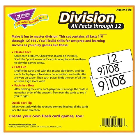 Division 0 12 All Facts Skill Drill Flash Cards Teacher Direct