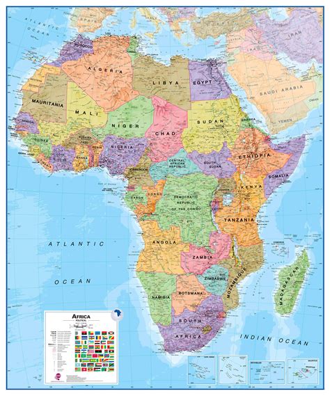 Large Political Africa Wall Map Paper