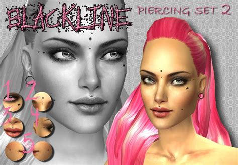 Mod The Sims Blackfairy S Blackline Set Different Facial Piercings