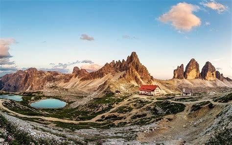 Herunterladen Hintergrundbild See Italien Sommer Dolomiten Berge