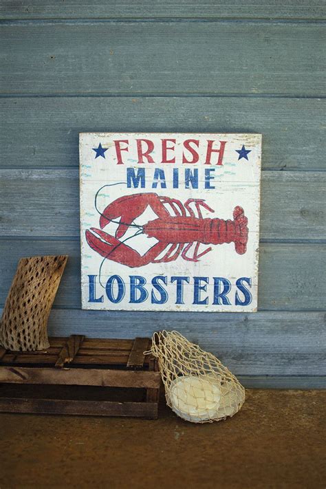 Fresh Maine Lobsters Printed On Wood Maine Lobster Wood Print Prints