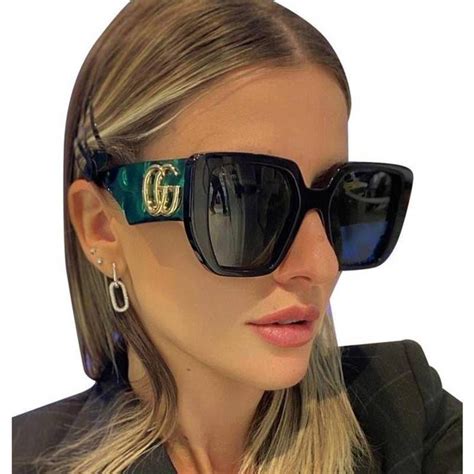 gucci new gucci gg0956s black green oversized sunglasses grailed