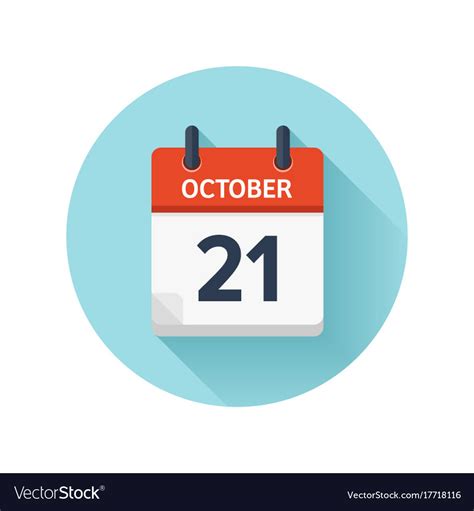 October 21 Flat Daily Calendar Icon Date Vector Image