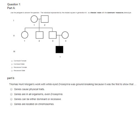 Solved Question Part A Use The Pedigree To Answer The Chegg Com