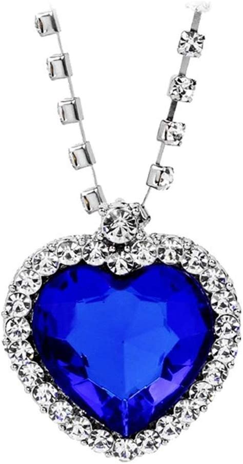 Yifnny Titanic Heart Of The Ocean Necklace Silver Plated Blue Crystal