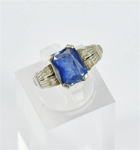 Blue Sapphire Ring With Synthetic Stone And 9ct Band Rings Jewellery