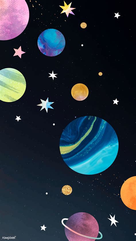 Colorful Galaxy Watercolor Doodle On Black Background Vector Premium