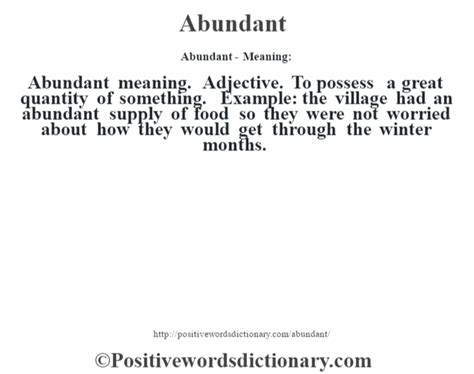 Abundant Definition Abundant Meaning Positive Words Dictionary