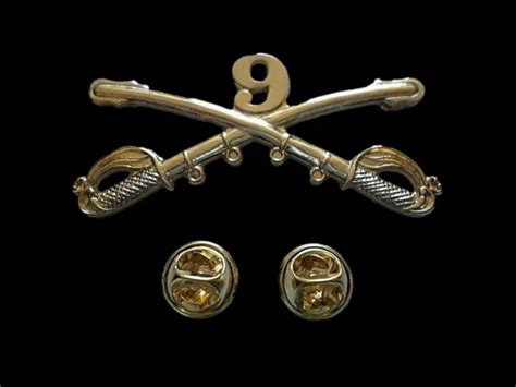 9th Cavalry Swords Sabers Military Hat Pin Regiment Badge Buffalo