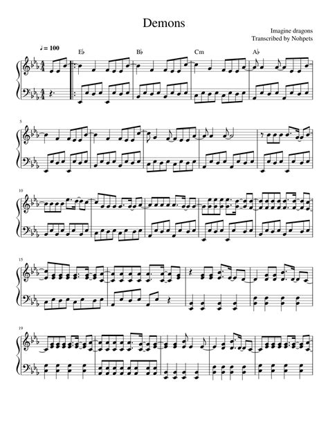 And which cannot remain silent. Imagine Dragons-Demons sheet music for Piano download free in PDF or MIDI
