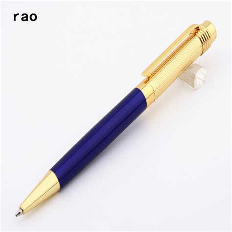 Luxury Quality Blue Ink Pen 855 Golden Hat Blue Business Office Medium