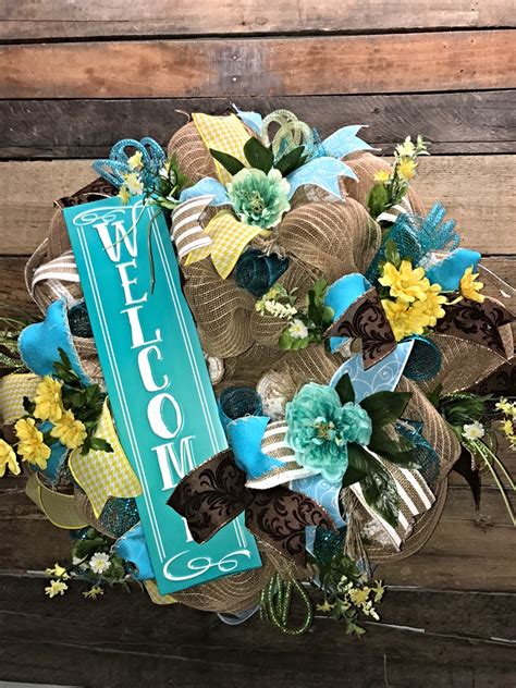 Vibrant blooms will brighten your front door, and a wreath adorned with seashells will make any home feel like a beach house. Spring Wreath, Summer Wreath, Welcome Wreath, Everyday ...