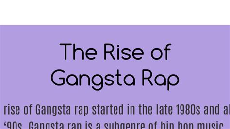 The Rise Of Gangsta Rap By Star Bright