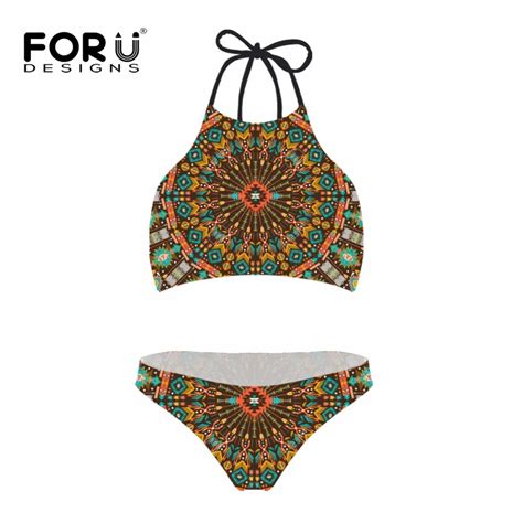 buy forudesgins tribal print bikini set sexy retro afriacan swimsuit bathwear