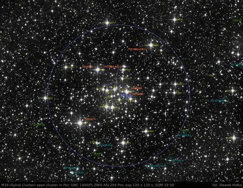 M34 Ngc1039 Spiral Cluster Głęboki Kosmos Ds Astropolis