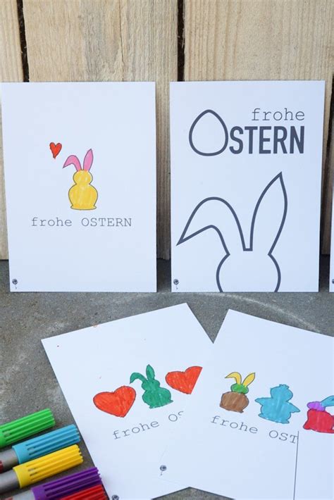 Kostenfreie Druckvorlage Für 16 Osterkarten Im Modernen Design Osterkarten Osterhasen Basteln