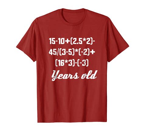 16 Years Old Algebra Equation Funny 16th Birthday Math Shirt 4lvs