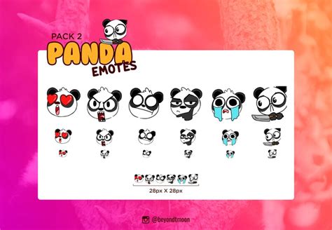 Cute Panda Emotes For Twitch Discord And Youtube Pack Etsy