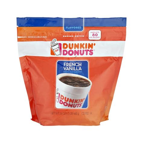 Dunkin Donuts French Vanilla Flavored Ground Coffee 24 Oz From