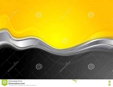 Abstract Orange Black Background With Metallic Wave Stock Vector
