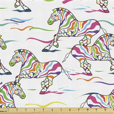 Zebra Fabric By The Yard Upholstery Pattern Of Running Zebra Animals