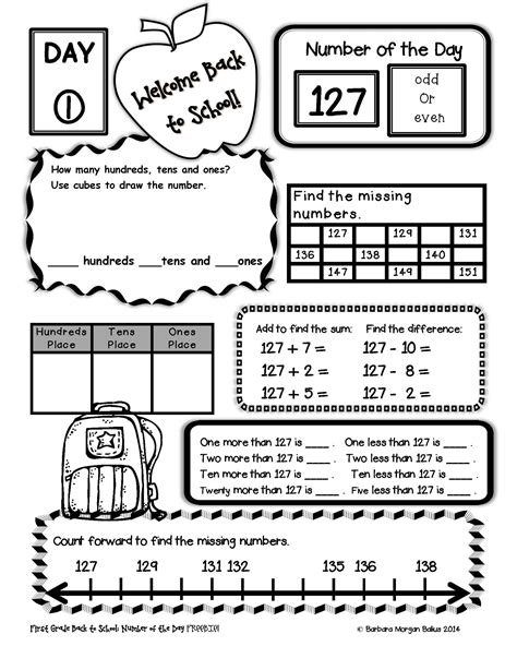 Back To School Math Number Of The Day Number Sense Activities